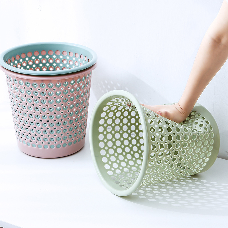 Plastic Hollow Trash Can Household Toilet Kitchen and Toilet Trash Can without Lid Large Thickened Office Wastebasket