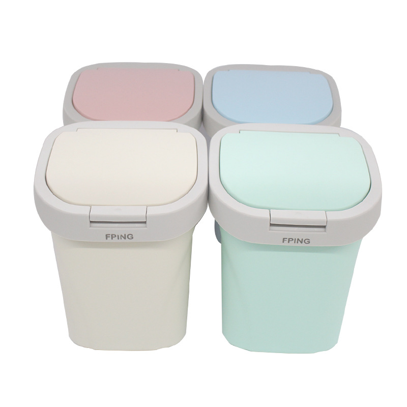 Bounce Cover Press Trash Can Home Living Room Bedroom Cute Covered Kitchen with Lid Toilet Trash Can