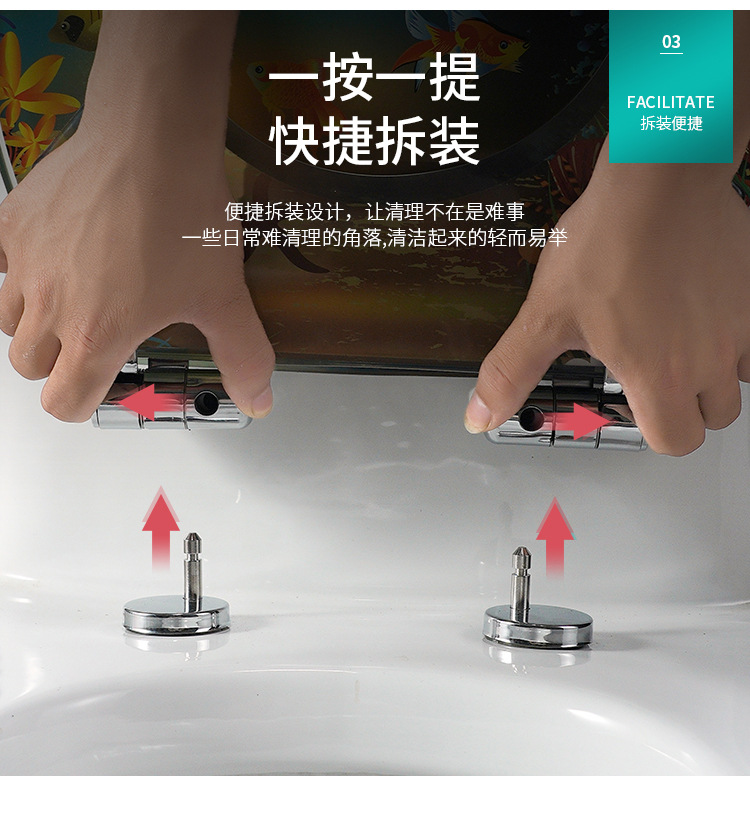 Toilet lid Thickened Toilet Pumping Old-Fashioned Toilet Seat Resin Buffer Quick Release Mute Toilet Cover