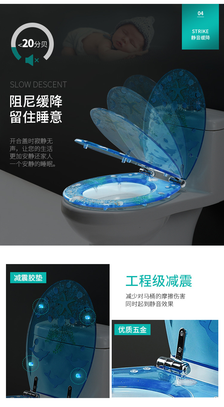 Toilet Cover Home Versatile Thickened Toilet Pumping Old-Fashioned Toilet Seat Resin Buffer Toilet lid