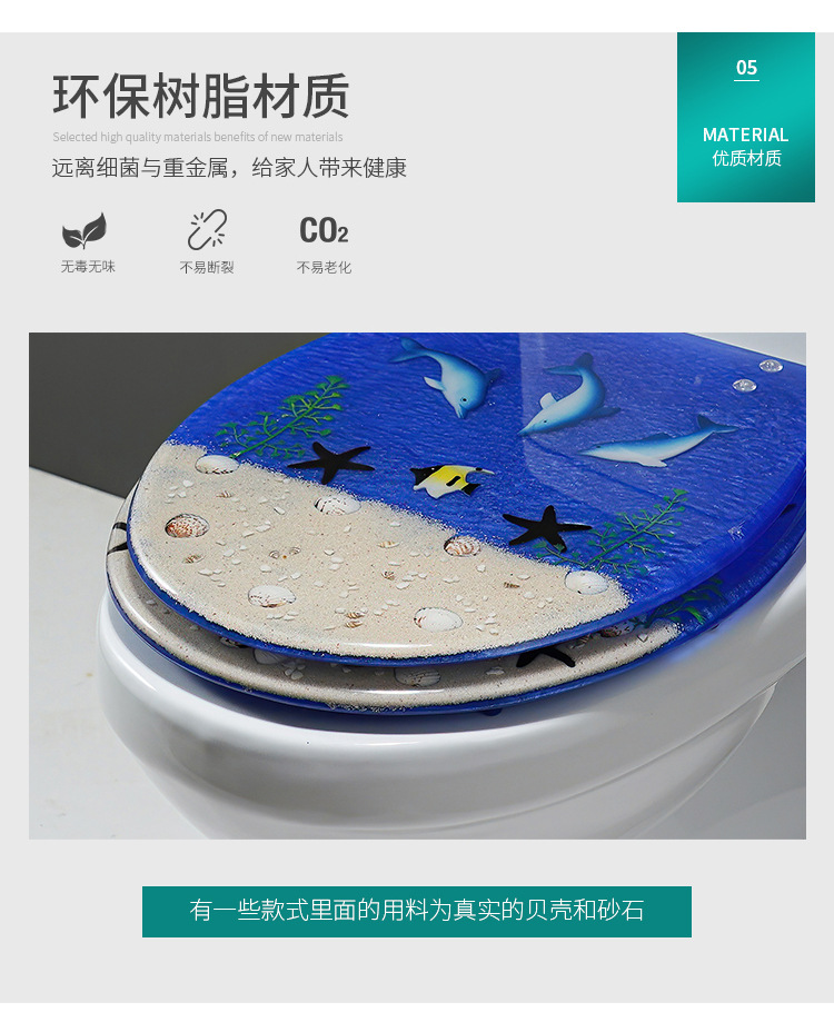 Toilet Cover Home Versatile Thickened Toilet Pumping Old-Fashioned Toilet Seat Resin Buffer Toilet lid