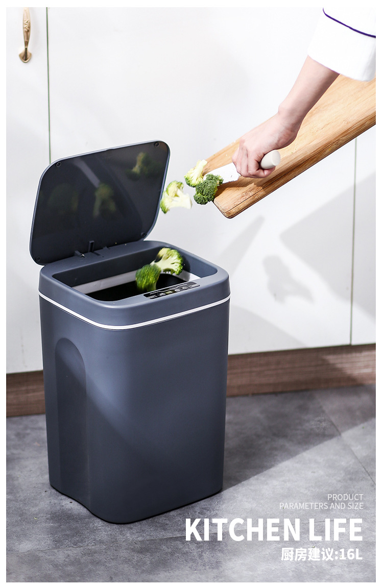 Li Haojia Trash Can Household Intelligent Inductive Kitchen Bedroom Living Room Bathroom with Lid Silent Toilet Pail