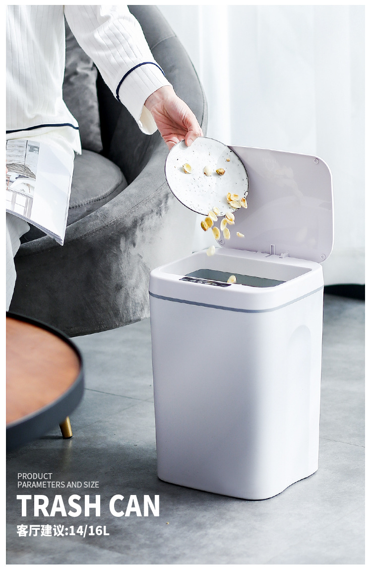 Li Haojia Trash Can Household Intelligent Inductive Kitchen Bedroom Living Room Bathroom with Lid Silent Toilet Pail