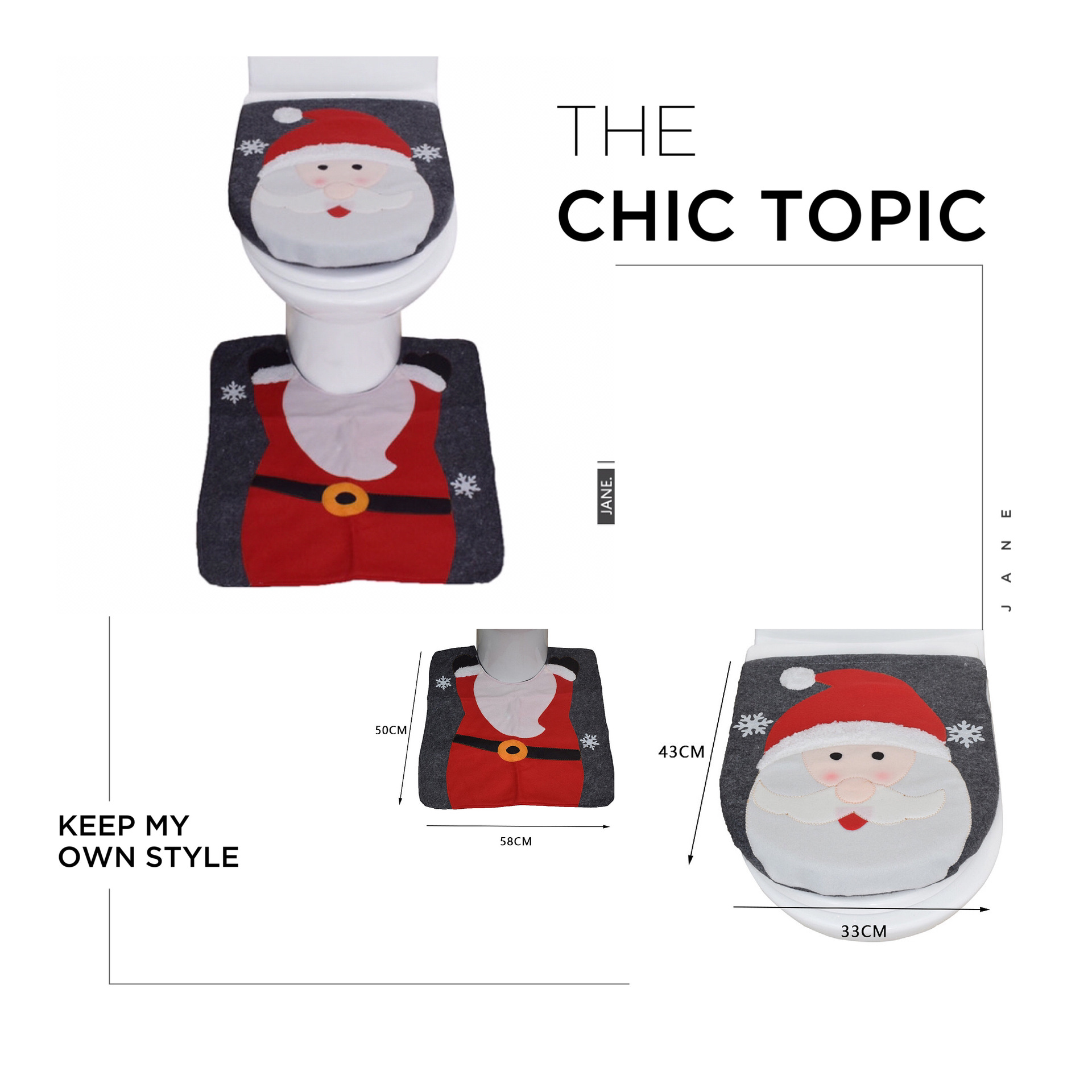 Christmas decoration Santa Claus toilet cover threepiece water tank cover (paper towel cover) toilet lid foot pad Christmas decoration Santa Claus toilet cover threepiece water tank cover (paper towel cover) toilet lid foot pad