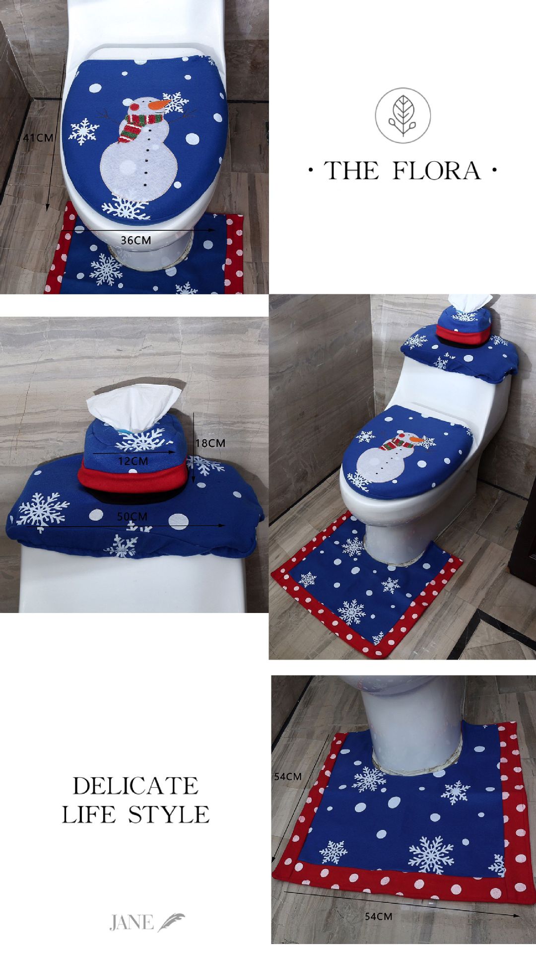 Christmas decoration Santa Claus toilet cover threepiece water tank cover (paper towel cover) toilet lid foot pad Christmas decoration Santa Claus toilet cover threepiece water tank cover (paper towel cover) toilet lid foot pad