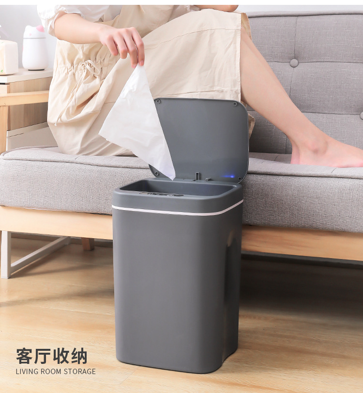 Inductive Ashbin Household 14L Living Room Bathroom Automatic Intelligent Trash Can with Lid Creative Toilet Kitchen 16L