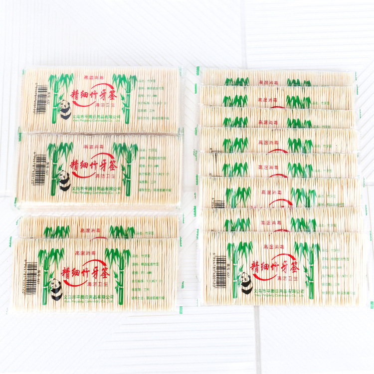 3Row DoubleHeaded Bamboo Toothpick Disposable Bag Fruit Toothpick Household Hotel Restaurant Toothpick
