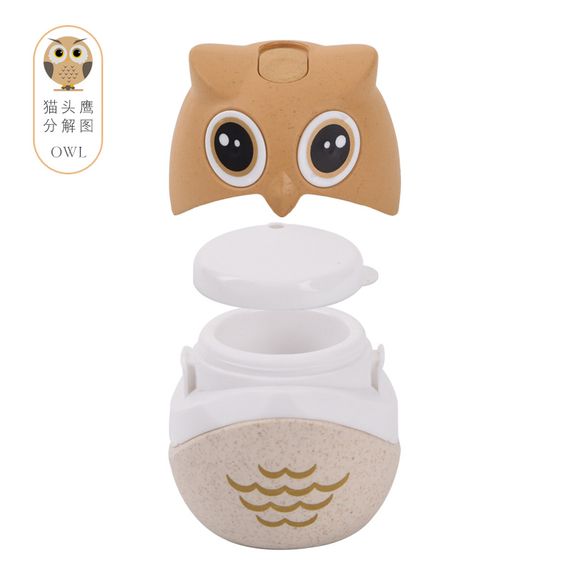 Wheat Straw Owl Toothpick Box Creative Home Toothpick Holder Cute Cartoon Toothpick Bottle Can Stall