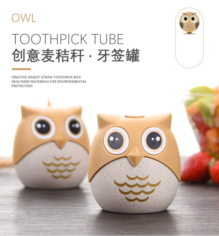 Wheat Straw Owl Toothpick Box Creative Home Toothpick Holder Cute Cartoon Toothpick Bottle Can Stall Wheat Straw Owl Toothpick Box Creative Home Toothpick Holder Cute Cartoon Toothpick Bottle Can Stall