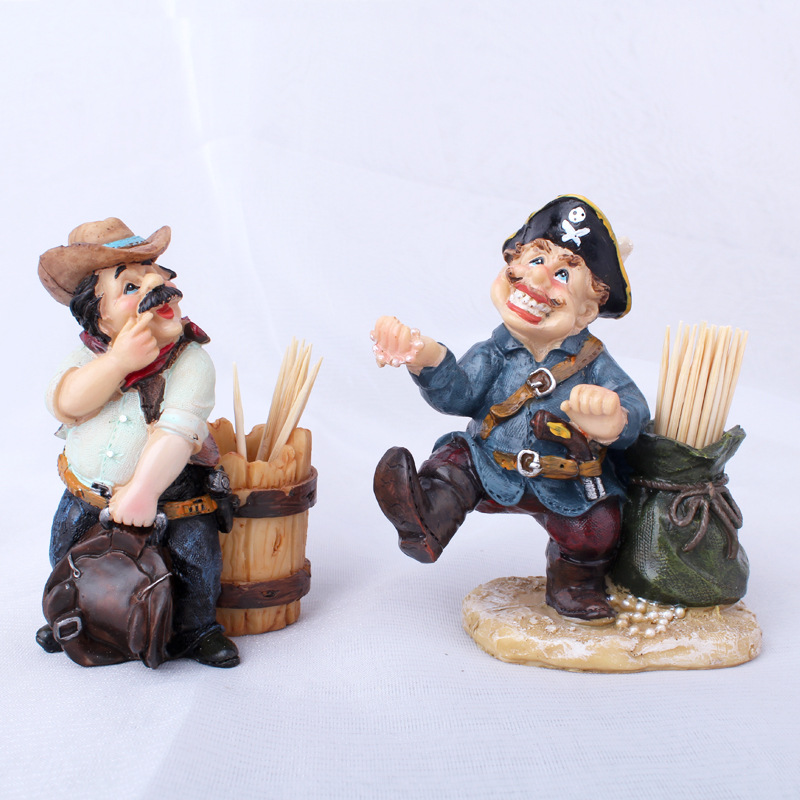 Exclusive for Cross-Border Decoration European Pirate Toothpick Tin Decoration Home Living Room and Dining Room Decorations Decoration Creative Gift