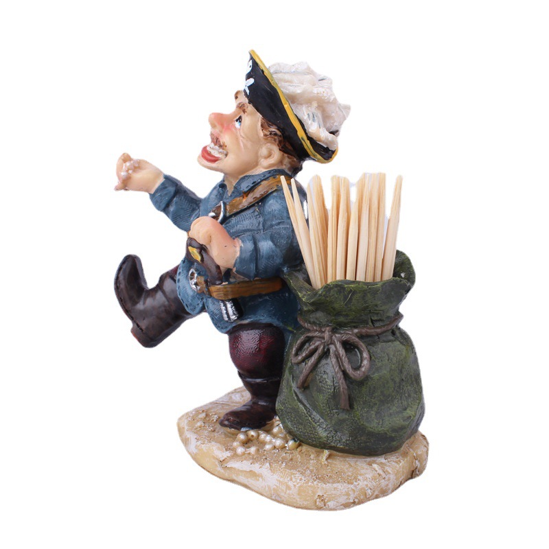 Exclusive for Cross-Border Decoration European Pirate Toothpick Tin Decoration Home Living Room and Dining Room Decorations Decoration Creative Gift