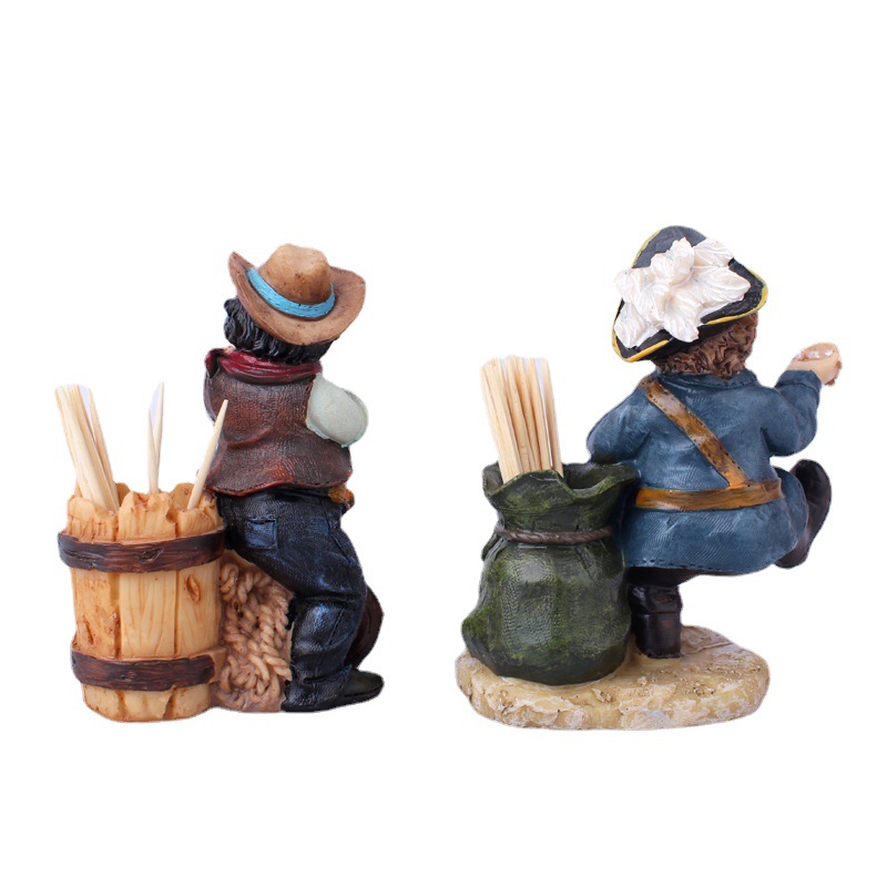 Exclusive for Cross-Border Decoration European Pirate Toothpick Tin Decoration Home Living Room and Dining Room Decorations Decoration Creative Gift