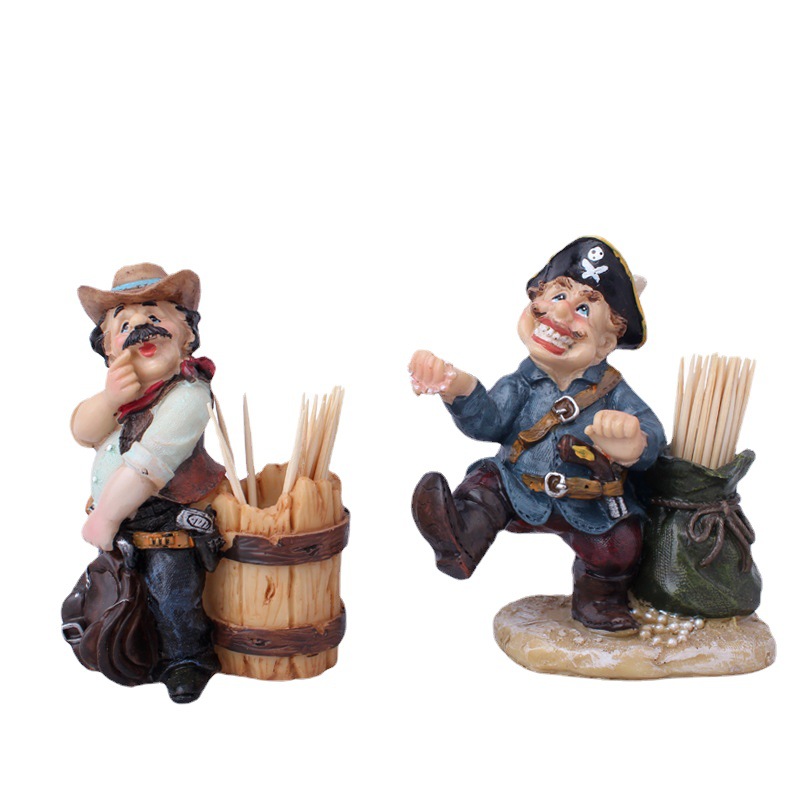 Exclusive for Cross-Border Decoration European Pirate Toothpick Tin Decoration Home Living Room and Dining Room Decorations Decoration Creative Gift