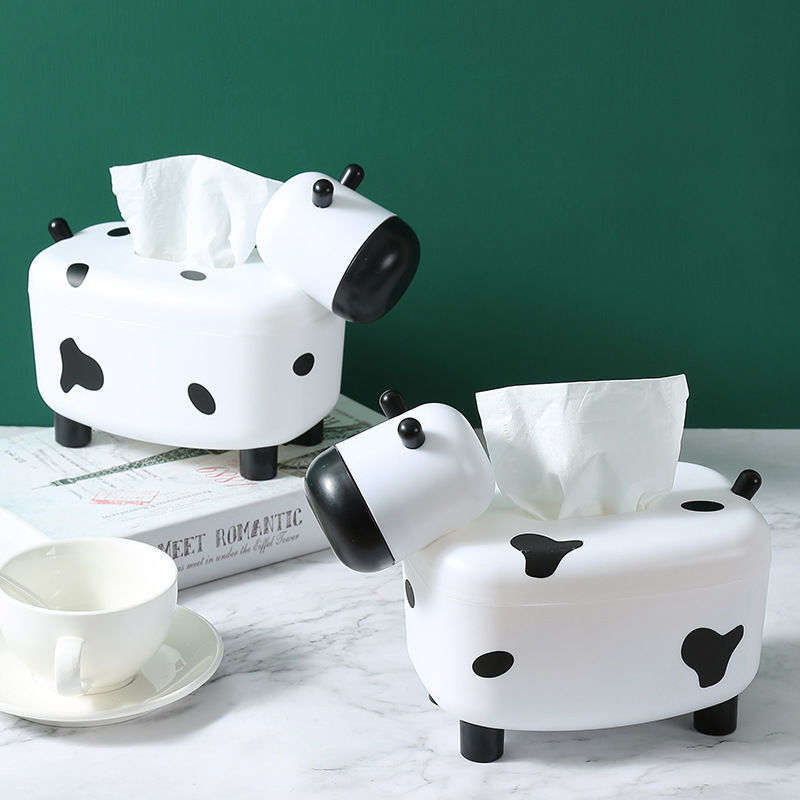 Dairy Cattle Tissue Box Spot DIY Creative Stickers Multifunctional with Toothpick Box Calf Tissue Box