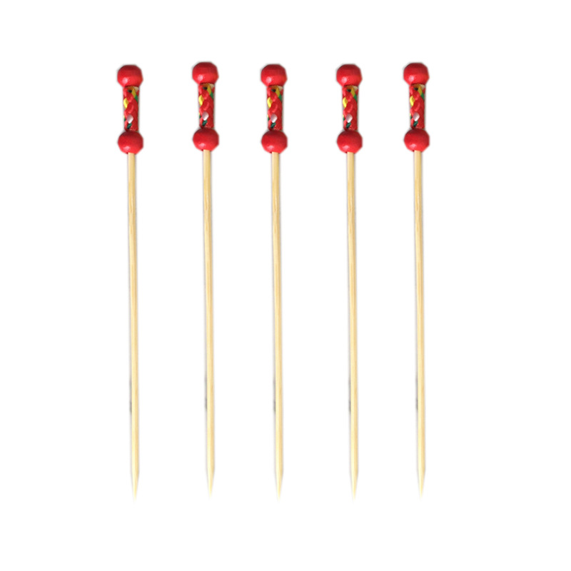 Disposable Bamboo Fruit Toothpick Fruit Fork Cocktail Sticks Cute Bamboo Creative Flower Toothpick Beads String Whole