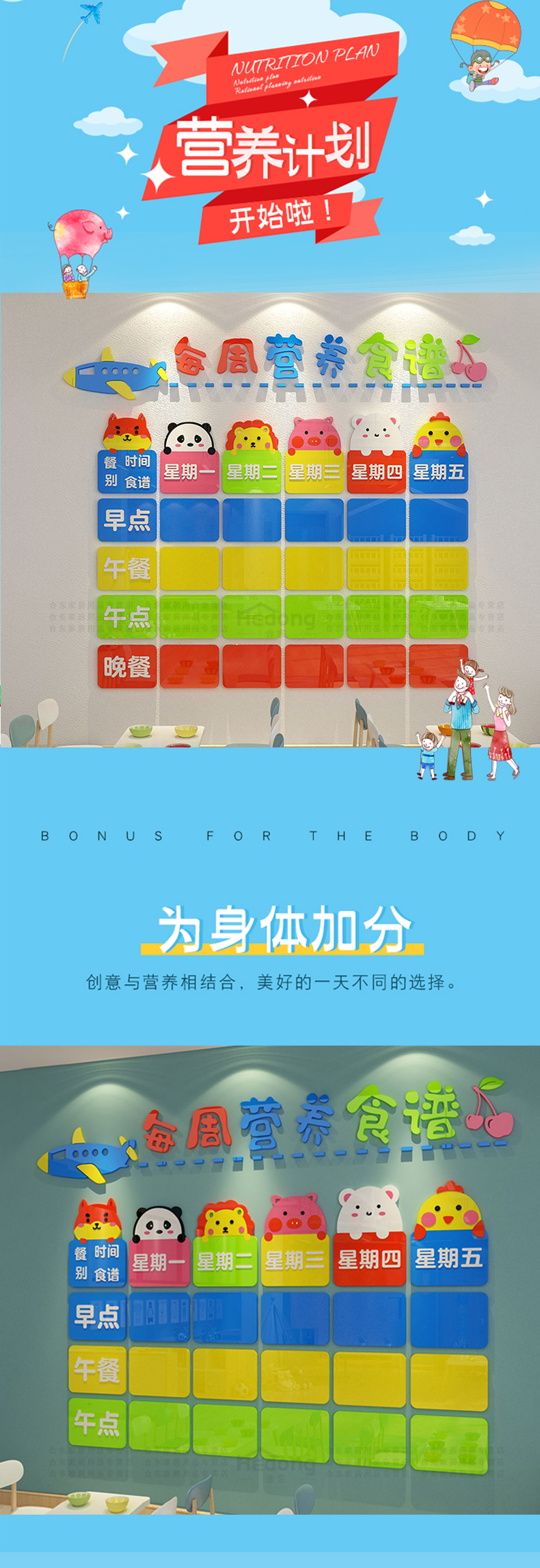 Kindergarten Recipe Exhibition Board Menu Bulletin Board Managed Class Dining Table Lunch Card Small School Cultural Wall Sticker Painting