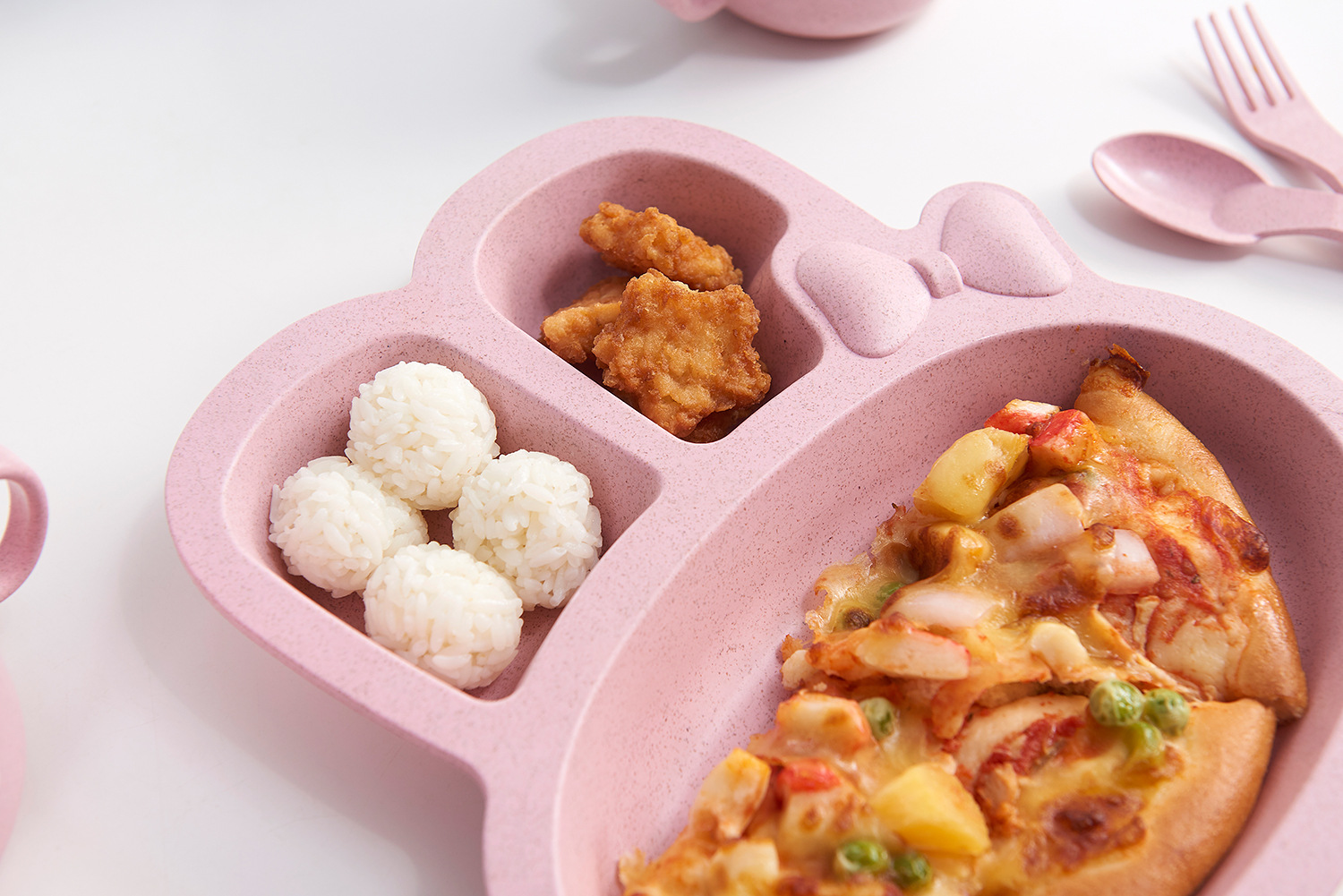 Maixiang Rabbit Plate Children's Cartoon Wheat Straw Tableware Set Kindergarten Baby Grid Plate Drop-Resistant