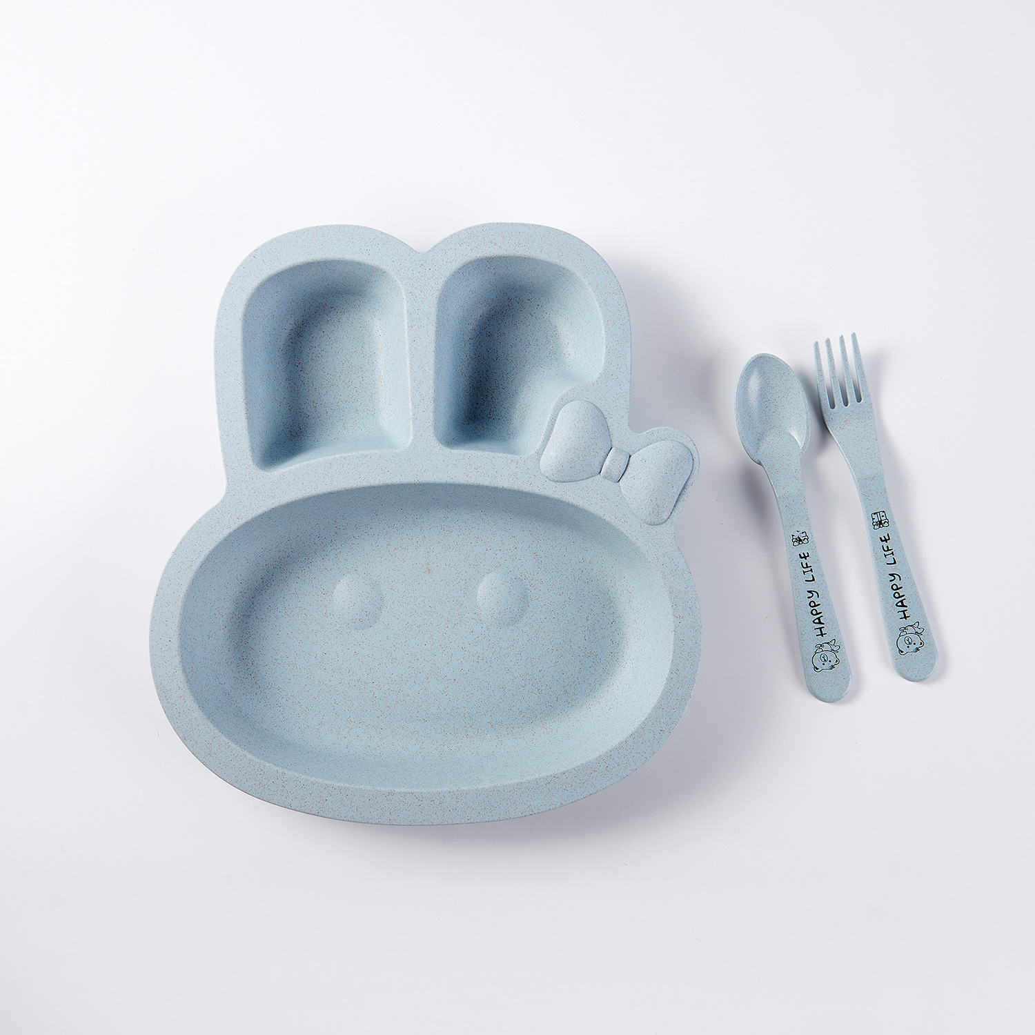 Maixiang Rabbit Plate Children's Cartoon Wheat Straw Tableware Set Kindergarten Baby Grid Plate Drop-Resistant