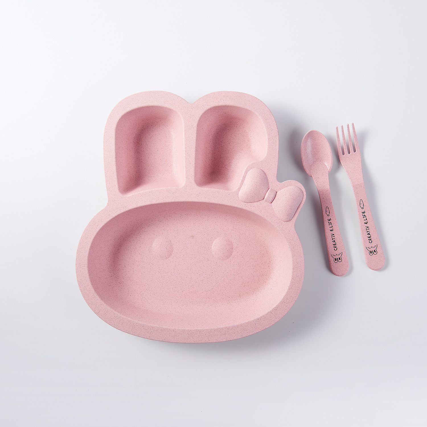 Maixiang Rabbit Plate Children's Cartoon Wheat Straw Tableware Set Kindergarten Baby Grid Plate Drop-Resistant
