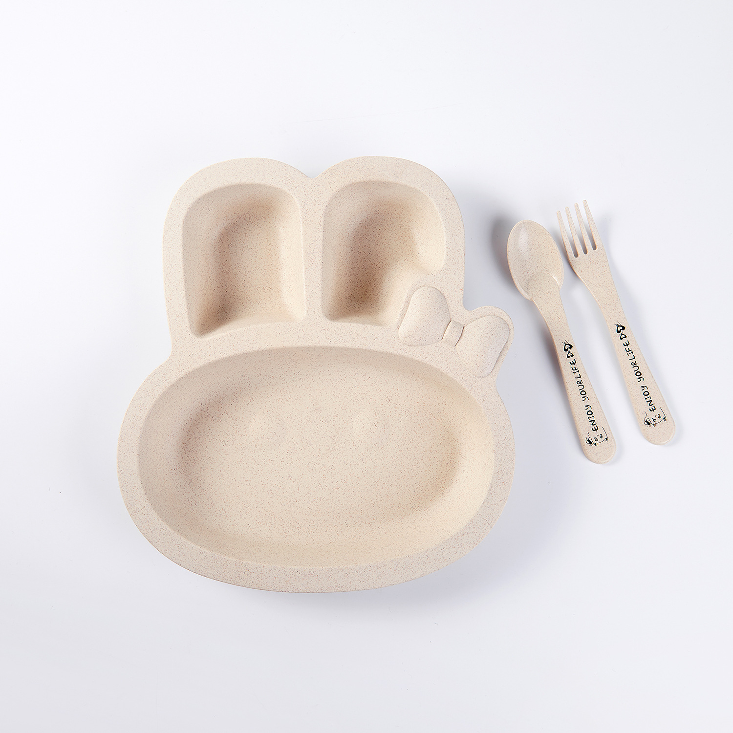 Maixiang Rabbit Plate Children's Cartoon Wheat Straw Tableware Set Kindergarten Baby Grid Plate Drop-Resistant