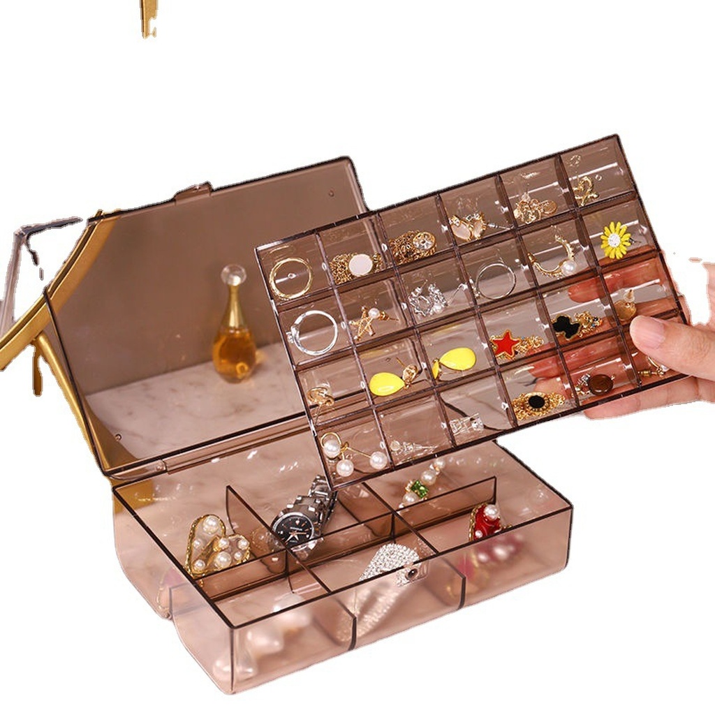 Internet Celebrity Jewelry Box Storage Box Acrylic Simple Large Capacity Nail Storage Box Universal Plate Double European Style Internet Celebrity Jewelry Box Storage Box Acrylic Simple Large Capacity Nail Storage Box Universal Plate Double European Style