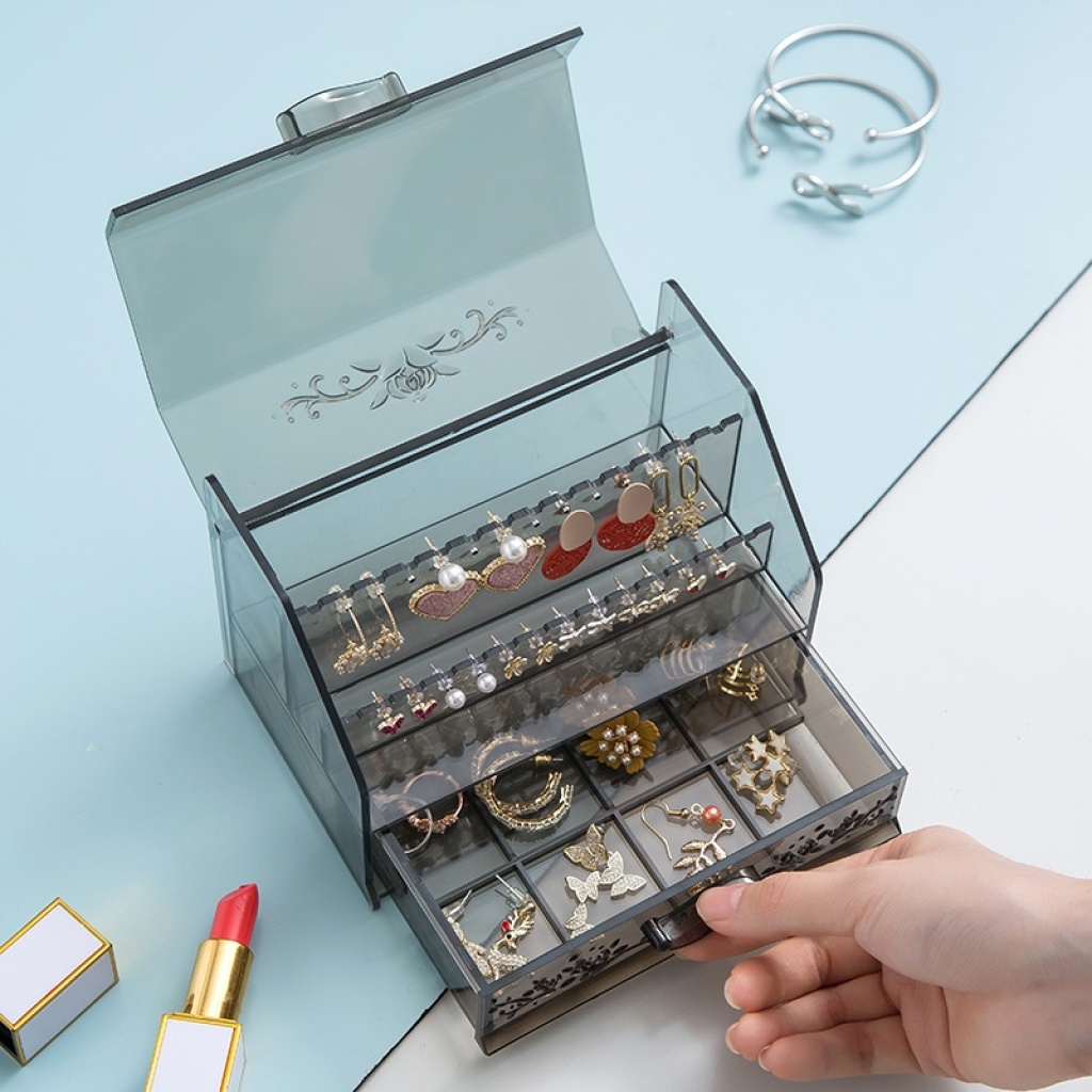 Internet Celebrity Jewelry Box Storage Box Acrylic Simple Large Capacity Nail Storage Box Universal Plate Double European Style Internet Celebrity Jewelry Box Storage Box Acrylic Simple Large Capacity Nail Storage Box Universal Plate Double European Style