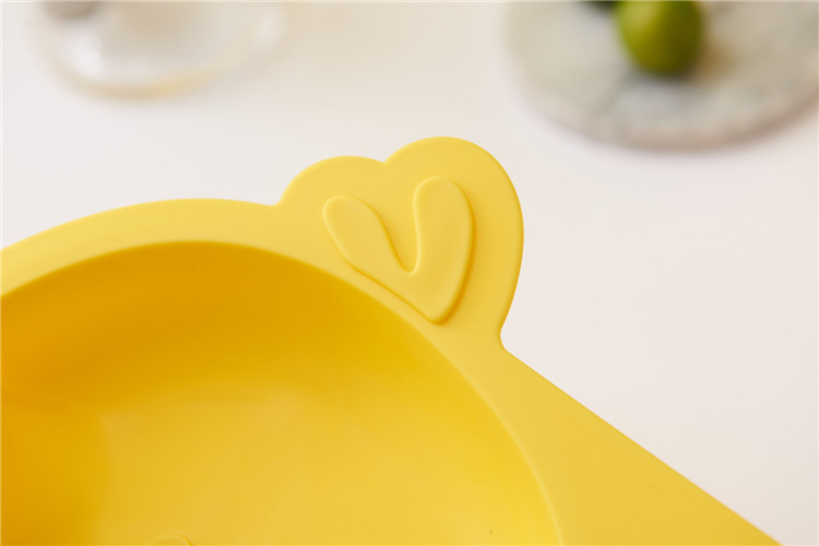 Household Small Yellow Duck Children's Tableware Set Cute Cartoon Grid Drop-Resistant Plate Spork Combination