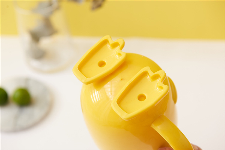 Household Small Yellow Duck Children's Tableware Set Cute Cartoon Grid Drop-Resistant Plate Spork Combination