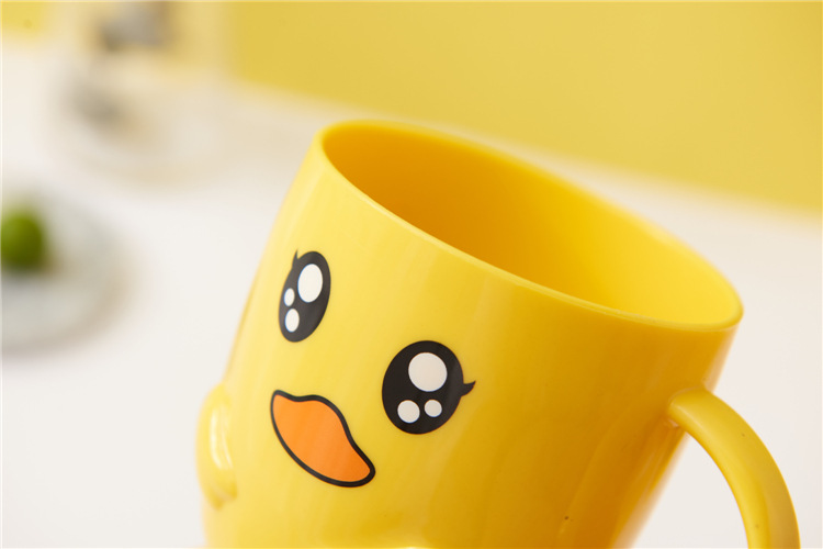 Household Small Yellow Duck Children's Tableware Set Cute Cartoon Grid Drop-Resistant Plate Spork Combination