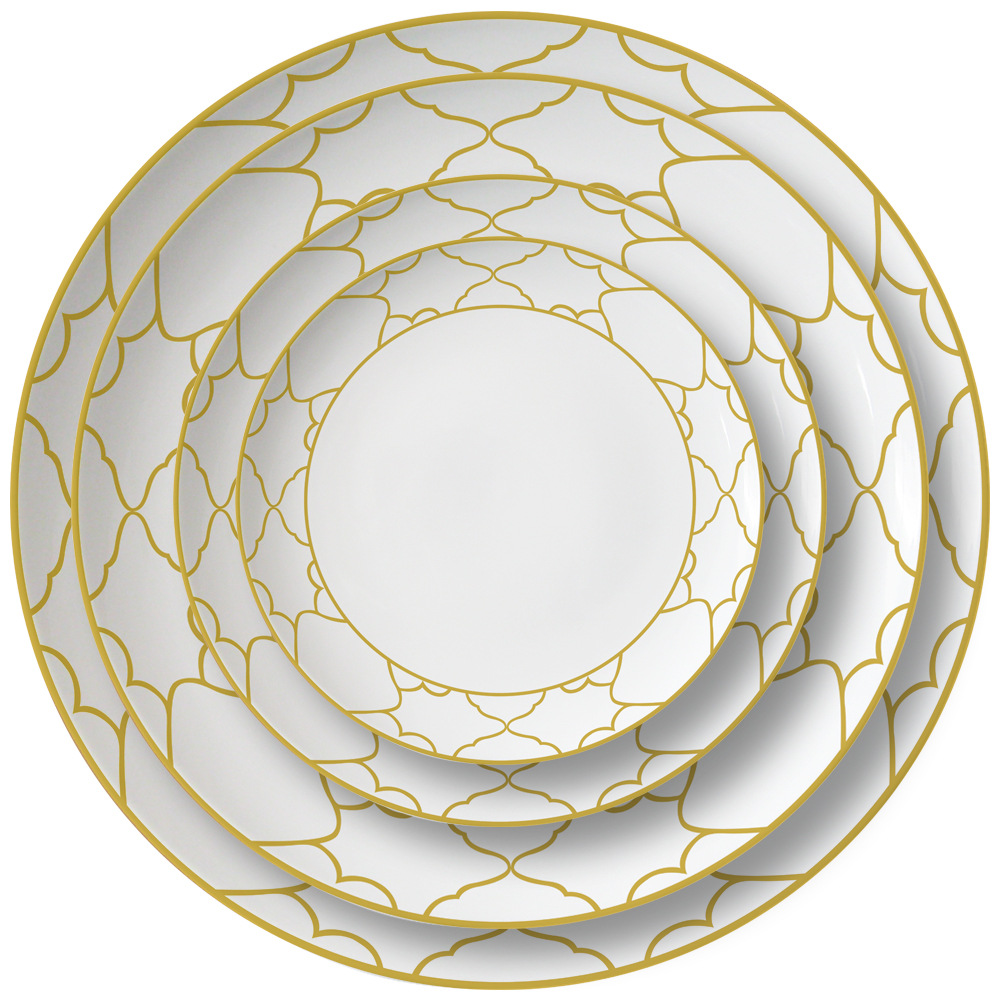 European Striped Western Cuisine Plate Elegant Bone China Tableware Coffee Cup Set Steak Cake Dim Sum Plate Factory Direct Deliver