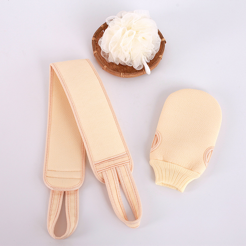Bath Towel Adult Rubbing Mud Bath Towel Back Rub Loofah Frosted Double-Sided Bath Gloves Three-Piece Set Wholesale