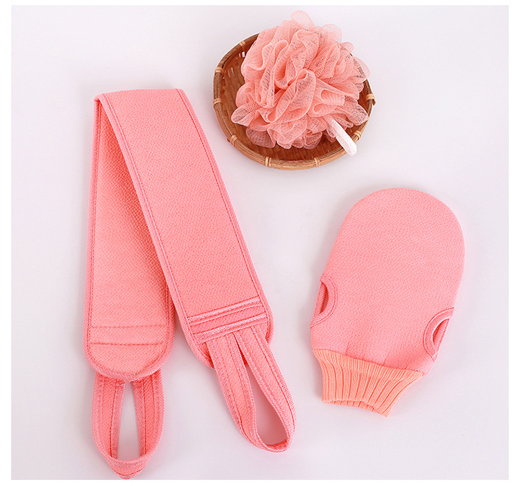 Bath Towel Adult Rubbing Mud Bath Towel Back Rub Loofah Frosted Double-Sided Bath Gloves Three-Piece Set Wholesale