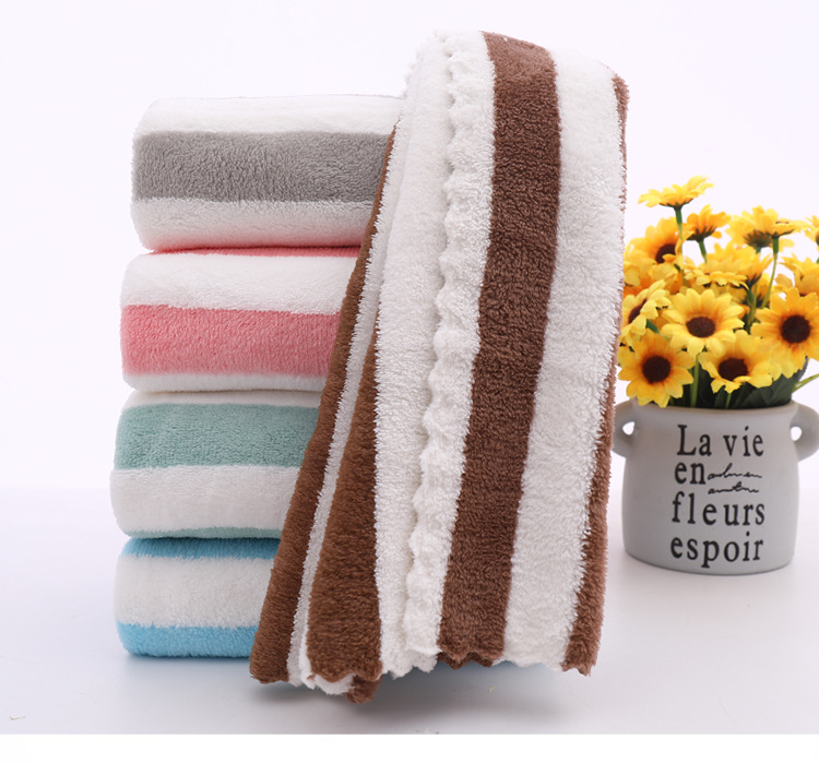 Cationic Towels Coral Fleece Thickened Absorbent Wide Striped Child and Mother Covers Custom Logo Present Towel Cationic Towels Coral Fleece Thickened Absorbent Wide Striped Child and Mother Covers Custom Logo Present Towel