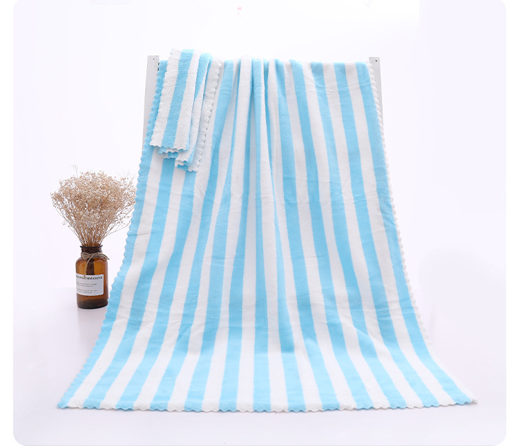 Cationic Towels Coral Fleece Thickened Absorbent Wide Striped Child and Mother Covers Custom Logo Present Towel Cationic Towels Coral Fleece Thickened Absorbent Wide Striped Child and Mother Covers Custom Logo Present Towel
