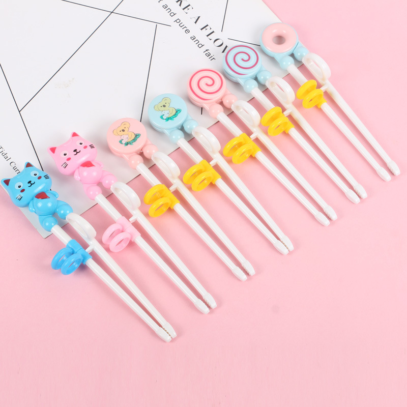 Children Training Chopsticks Learning Chopsticks Corrective Usage Practice Mother and Baby Cartoon Cat Chopsticks Card Packaging