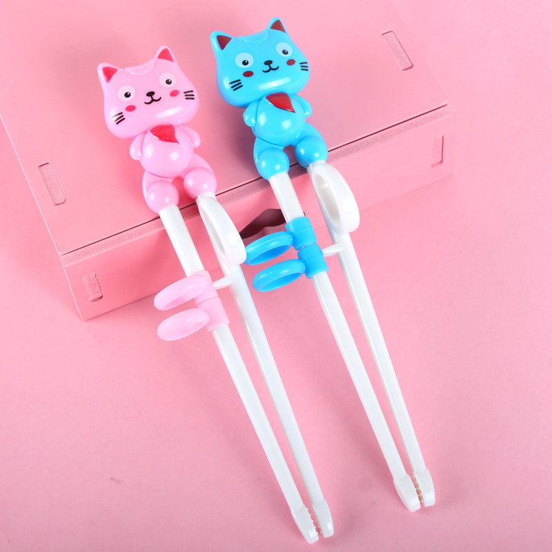 Children Training Chopsticks Learning Chopsticks Corrective Usage Practice Mother and Baby Cartoon Cat Chopsticks Card Packaging