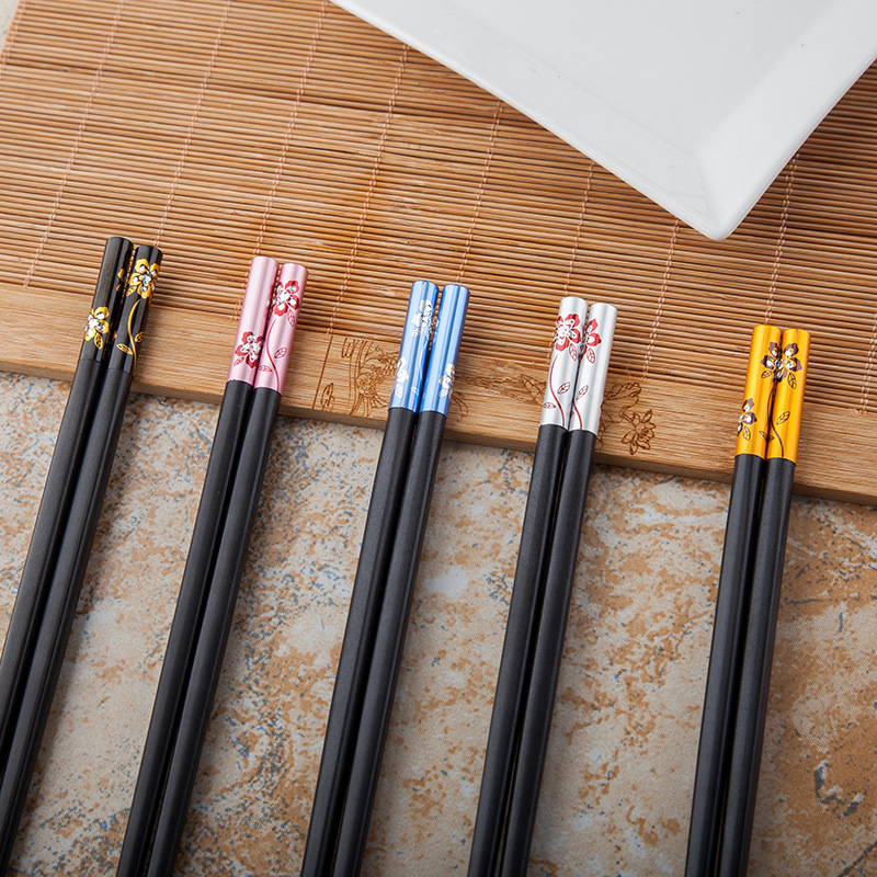 Alloy Chopsticks High Temperature Resistant Stainless Steel Not Easy to Mildew Chopsticks Hotel Chopsticks Language of Flowers Alloy Chopsticks Wholesale
