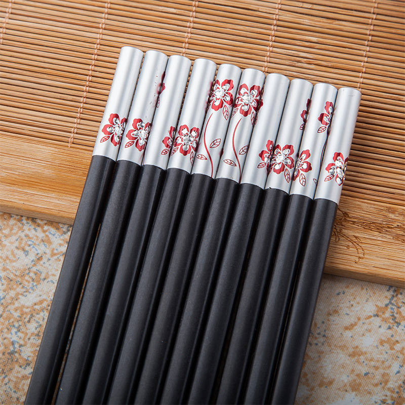 Alloy Chopsticks High Temperature Resistant Stainless Steel Not Easy to Mildew Chopsticks Hotel Chopsticks Language of Flowers Alloy Chopsticks Wholesale