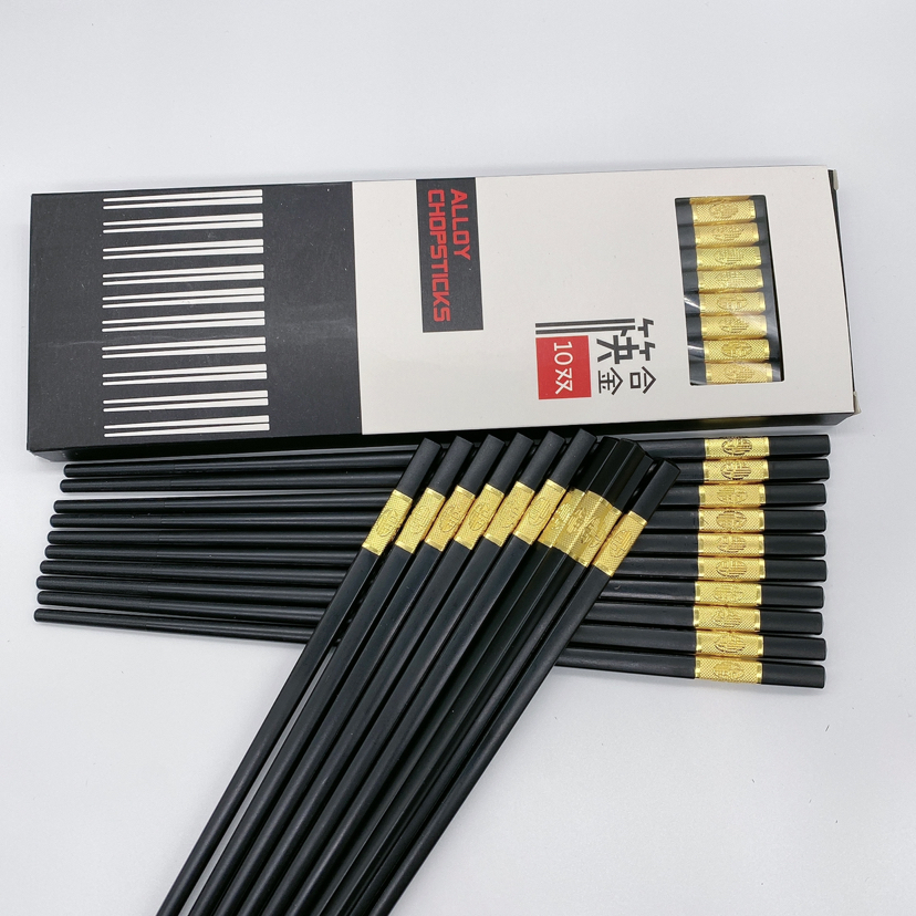 Alloy Chopsticks Household High-End Family Set 10 Pairs Non-Slip Non-Mildew Hotel Fast Non-Solid Wood
