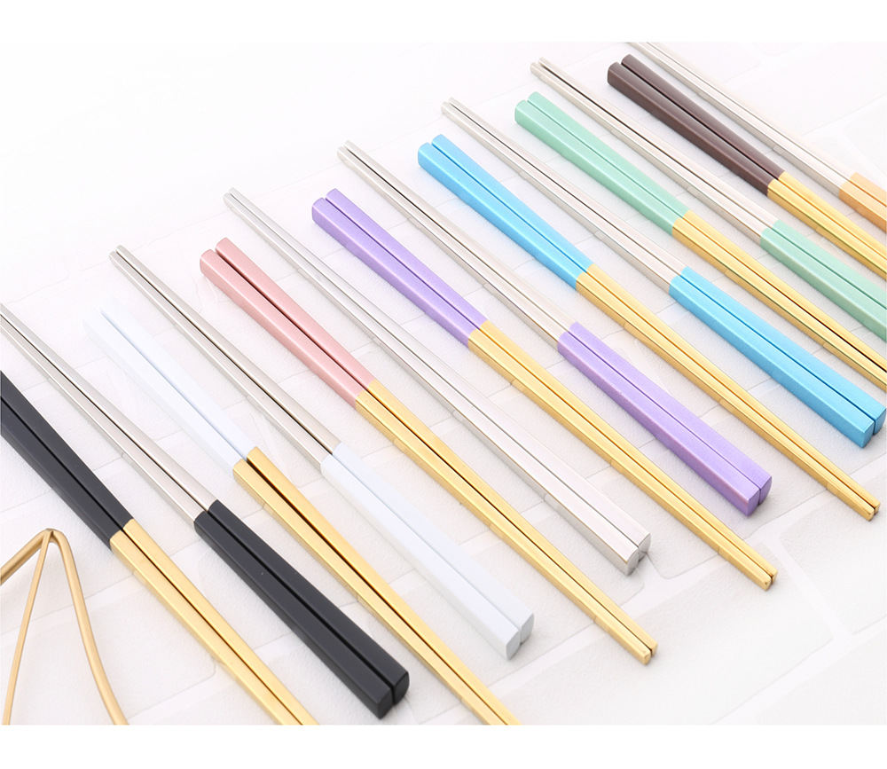 Exclusive for Cross-Border 304 Stainless Steel Full Taper Chopsticks Gold-Plated Hollow Non-Slip Square Chopsticks 23cm Gold-Plated Chopsticks Exclusive for Cross-Border 304 Stainless Steel Full Taper Chopsticks Gold-Plated Hollow Non-Slip Square Chopsticks 23cm Gold-Plated Chopsticks