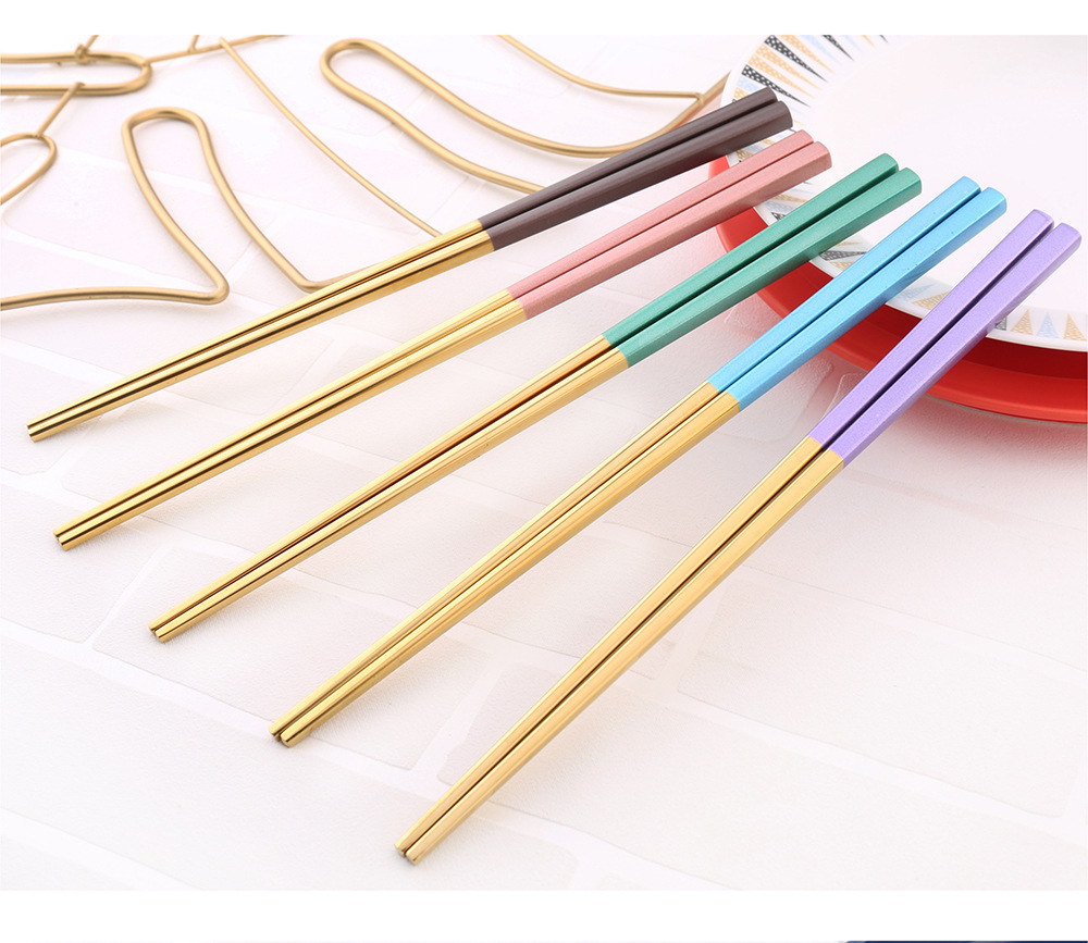 Exclusive for Cross-Border 304 Stainless Steel Full Taper Chopsticks Gold-Plated Hollow Non-Slip Square Chopsticks 23cm Gold-Plated Chopsticks Exclusive for Cross-Border 304 Stainless Steel Full Taper Chopsticks Gold-Plated Hollow Non-Slip Square Chopsticks 23cm Gold-Plated Chopsticks