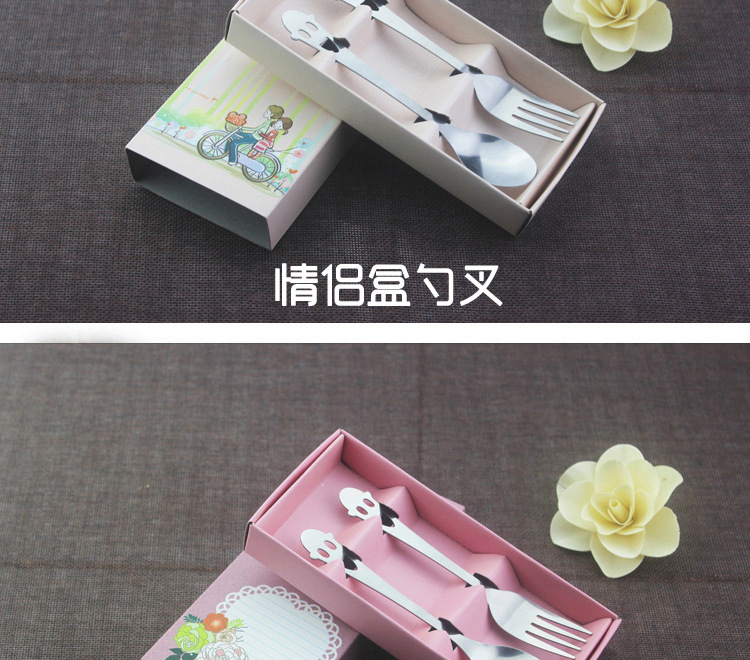 Stainless steel smiley tableware two-piece chopsticks spoon portable tableware set promotion small gift customized logo Stainless steel smiley tableware two-piece chopsticks spoon portable tableware set promotion small gift customized logo