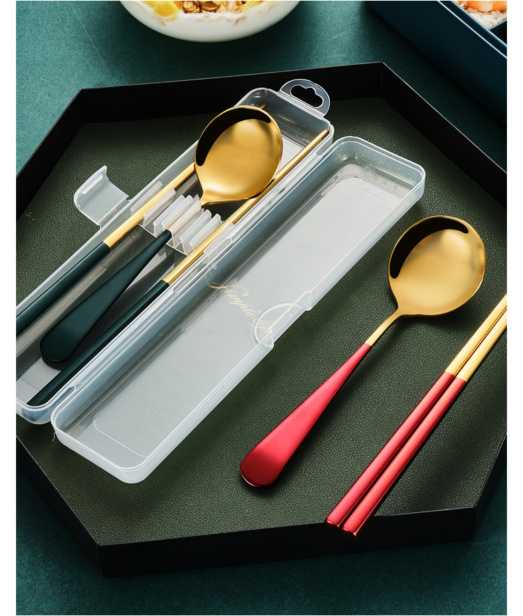 304 Stainless Steel Tableware Set Net Red Portugal Portable Set Spoon Chopsticks Travel Work Gift Tableware 304 Stainless Steel Tableware Set Net Red Portugal Portable Set Spoon Chopsticks Travel Work Gift Tableware