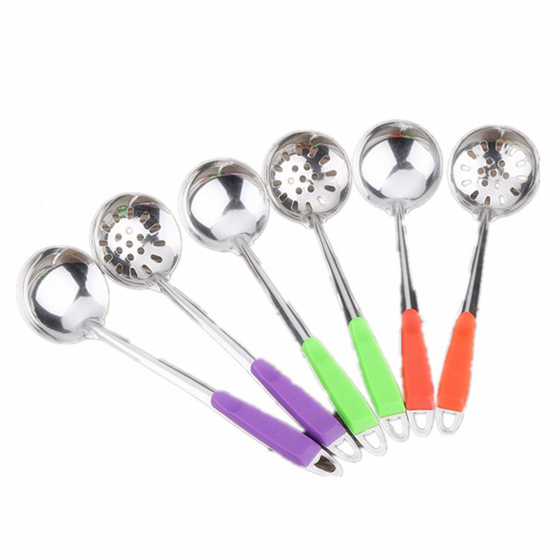 Handle Spoon Colander Kitchen Supplies Spoon Colorful Clip Handle Heat Resistant Soup Ladle Colander Huo Guo Shao Gifts