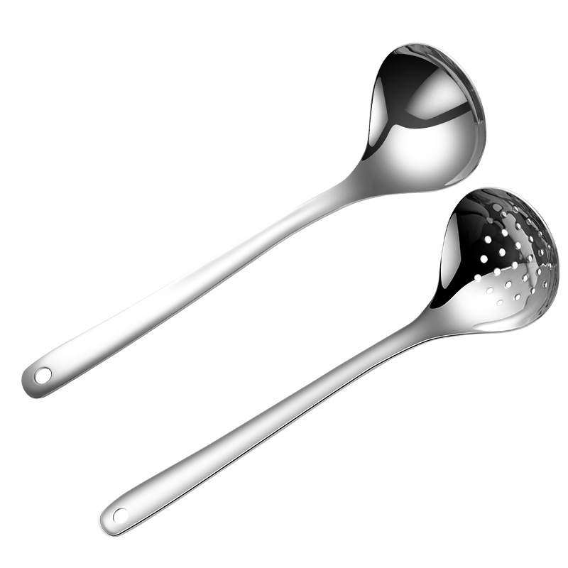 304 Stainless Steel Soup Ladle Colander Lengthened Thicken Deepening Hot Pot Spoon Male Drain Wall Spoon Cooking Tools