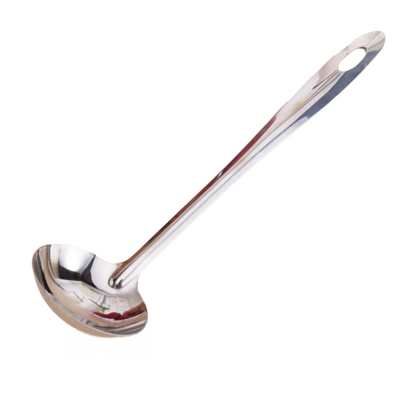 Stainless Steel 08 Bare Soup Spoon Kitchen Thickened Hot Pot Soup Spoon Perforated Ladle Spoon Kitchenware Two Yuan Shop Wholesale