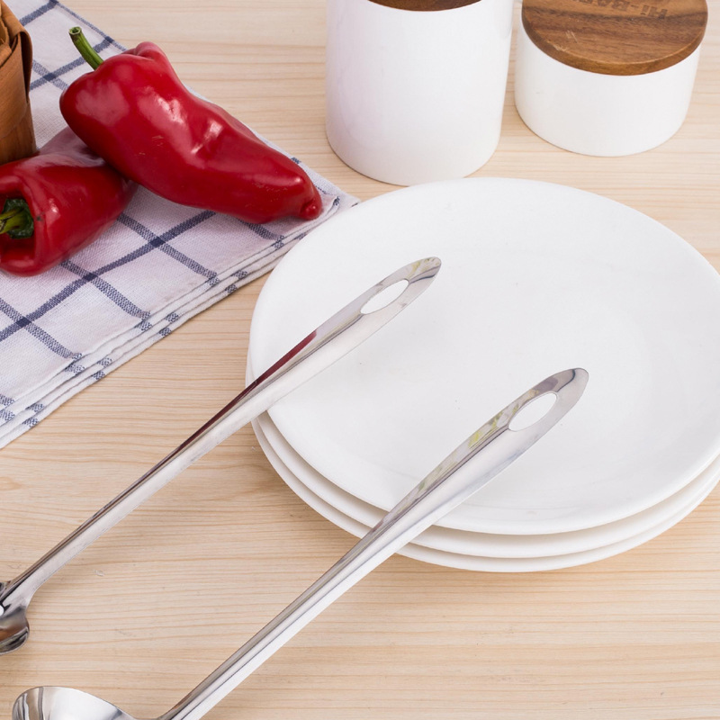 Stainless Steel 08 Bare Soup Spoon Kitchen Thickened Hot Pot Soup Spoon Perforated Ladle Spoon Kitchenware Two Yuan Shop Wholesale
