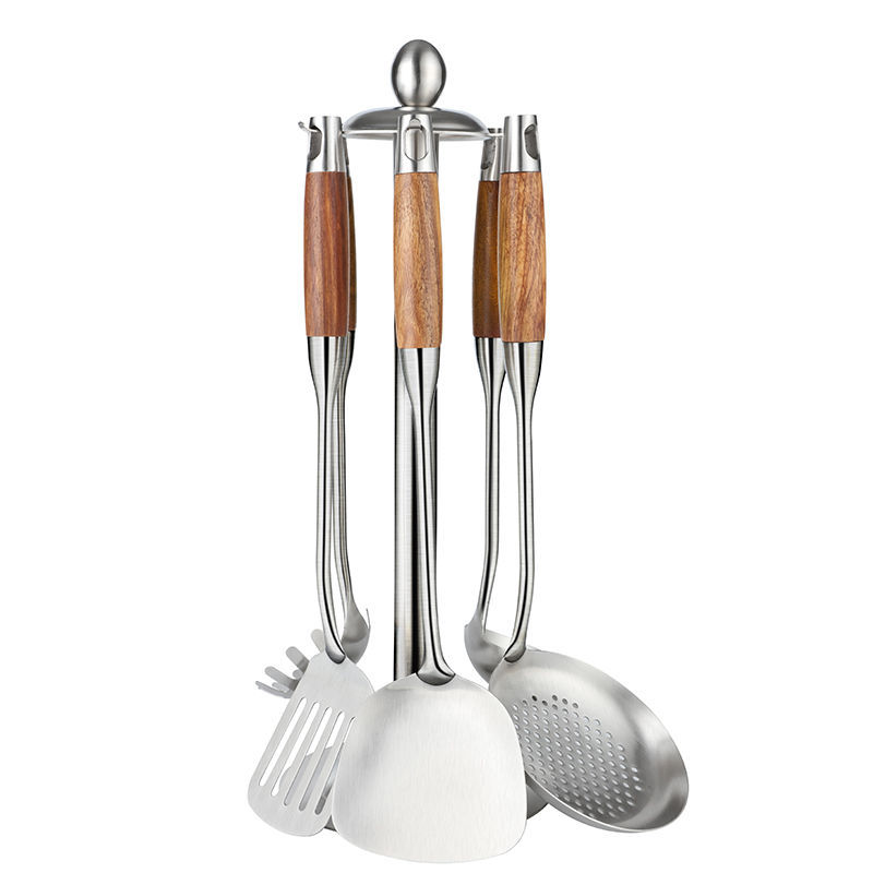 Rosewood Wooden Handle 304 Stainless Steel Large Soup Ladle Long Handle Anti-Scald Spoon Household Kitchen Serving Soup and Porridge Porridge Spatula
