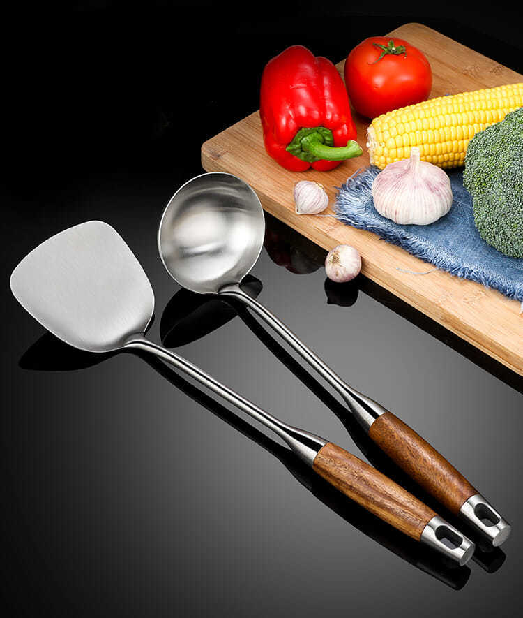 Rosewood Wooden Handle 304 Stainless Steel Large Soup Ladle Long Handle Anti-Scald Spoon Household Kitchen Serving Soup and Porridge Porridge Spatula