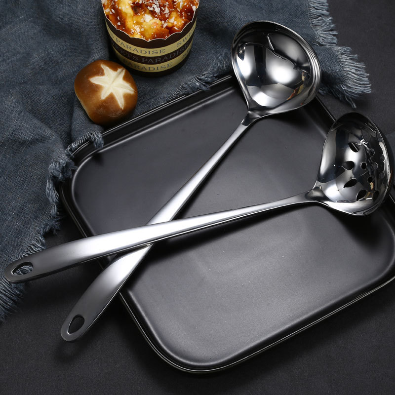 Wholesale Stainless Steel Soup Ladle Colander Household Kitchen Tableware Hotel Restaurant Soup Ladle Hot Pot Spoon Laser Logo